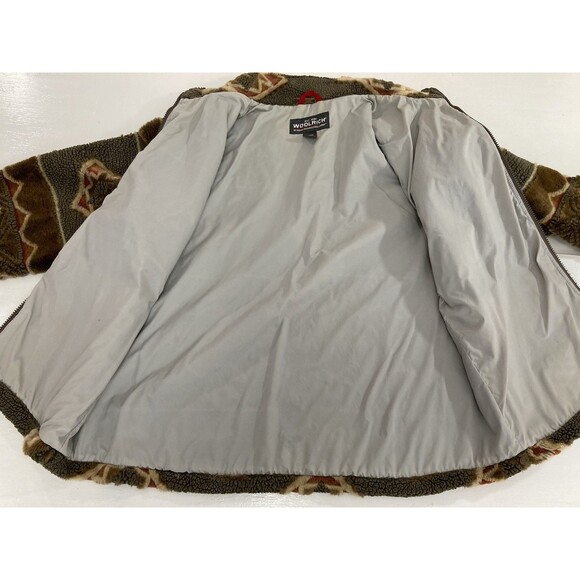 Vintage Woolrich Women’s L Brown Aztec Fleece Southwest Full Zip Jacket - Picture 7 of 11